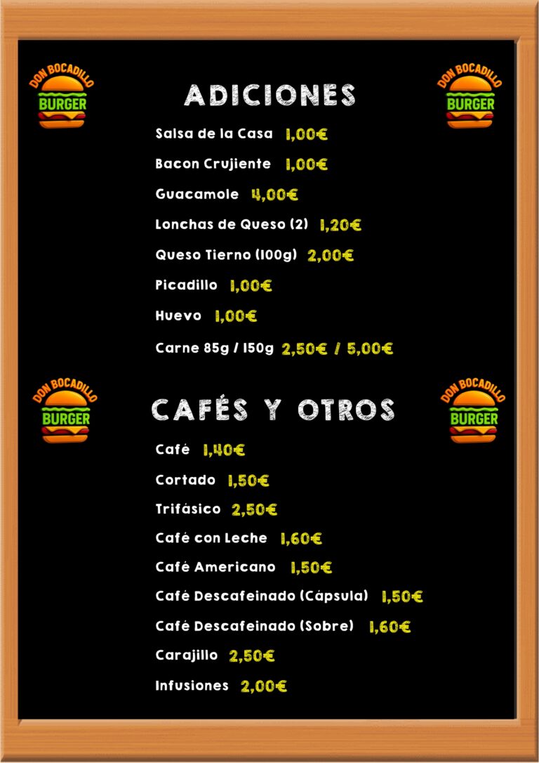 Menu Web Adicion y Cafes